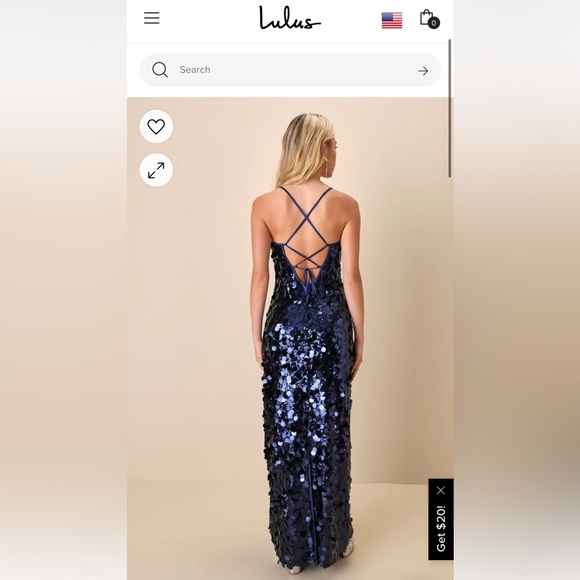 Lulu’s Eye-Catching Starlet Navy Blue Sequin Lace-Up Maxi Dress - Picture 4 of 4